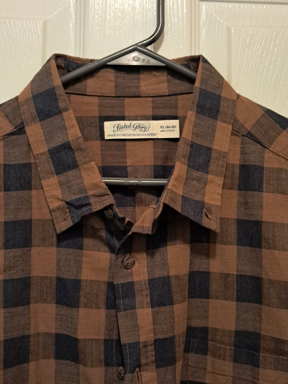 Faded Glory Men's Plaid Button-Up Shirt - Brown/Black Size XL 46-48 - Picture 3 of 3